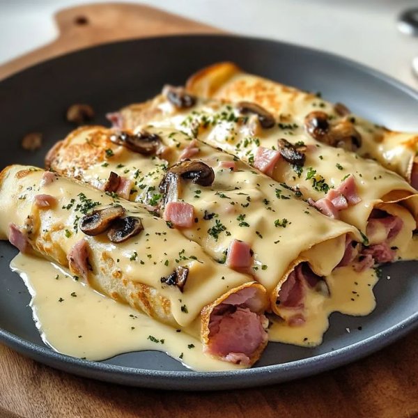 Crêpe fourrée jambon et champignon